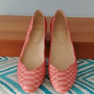 Genuine python leather luxury flats in a peachy-pink for summer